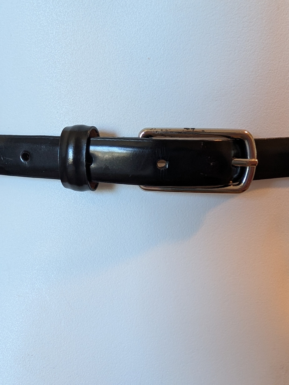 J. Crew Black Leather Belt with Silver Buckle